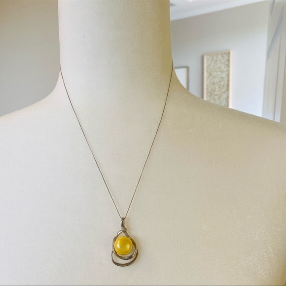 Golden Baroque Freshwater Pearl Silver Spiral Infinite Pendant NWOT - Picture 4 of 4